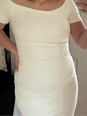 Lulu's White Off-the-Shoulder Mini Bodycon Dress